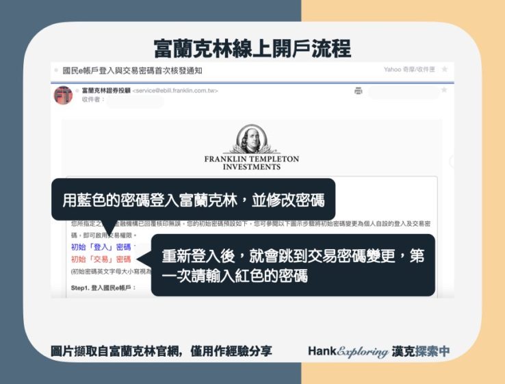 【富蘭克林線上開戶】step6：收取密碼並更改密碼