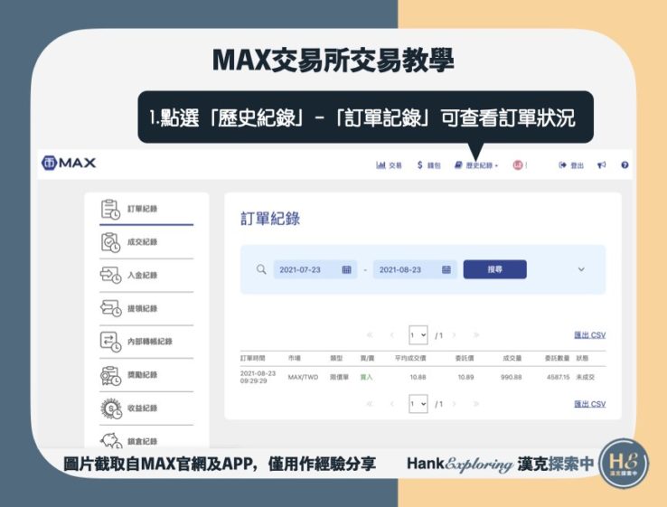 【MAX交易所交易】買賣加密貨幣教學step2