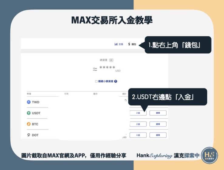 【MAX交易所入金】錢包轉帳教學step1