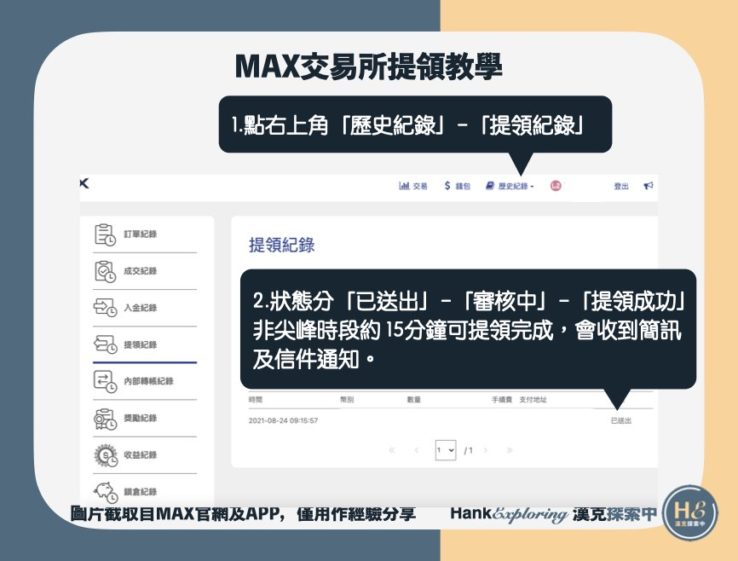 【MAX交易所出金】加密貨幣提領step3