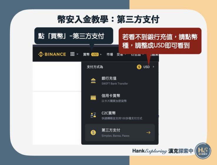 幣安入金教學：第三方支付step1