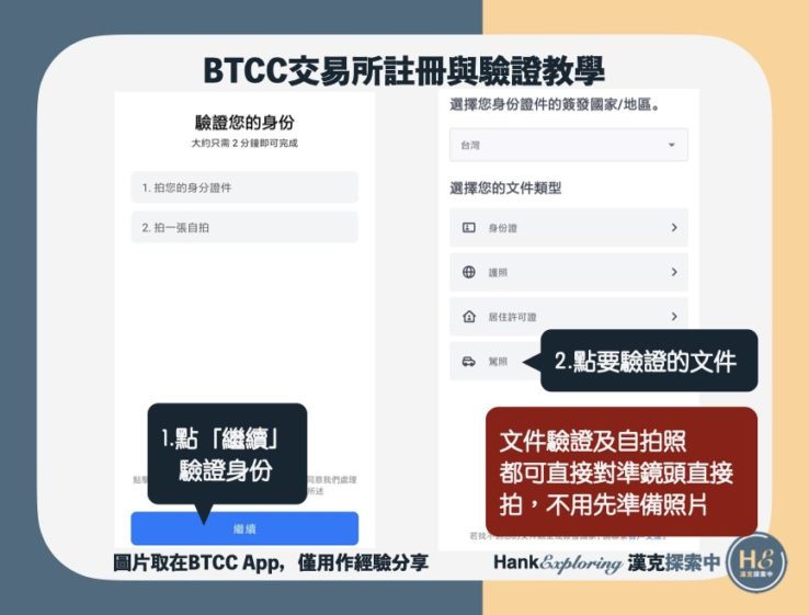 【BTCC註冊教學】step5：進行文件及自拍驗證