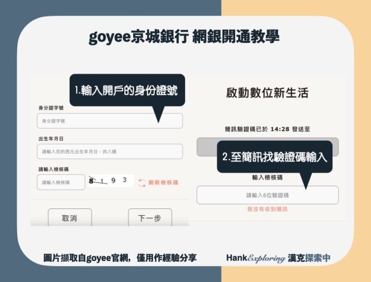 【goyee網銀開通教學】step2：輸入開戶資料