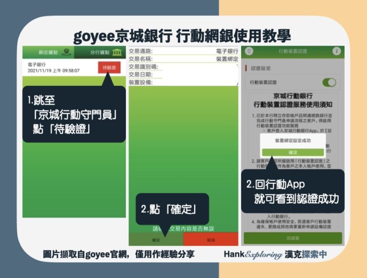 【goyee行動網銀使用教學】step4：完成行動網銀認證