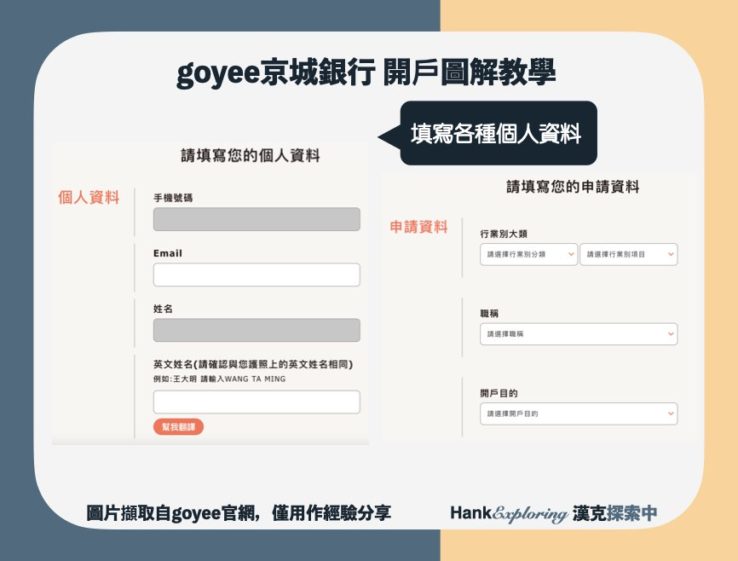 【goyee開戶教學】step4：輸入開戶資料