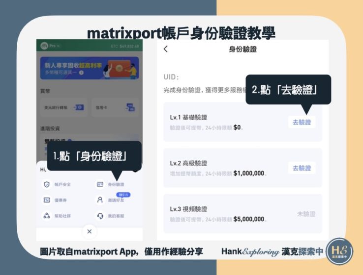 【matrixport身份驗證教學】step1：進入驗證頁面