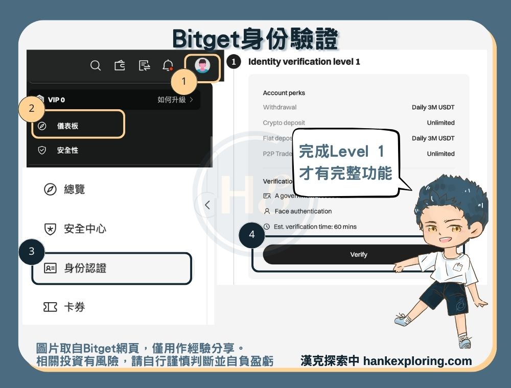 【Bitget實名驗證教學】step1：進入驗證頁面