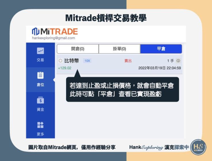 【Mitrade教學】查看已平倉位