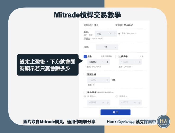 【Mitrade教學】設定止盈