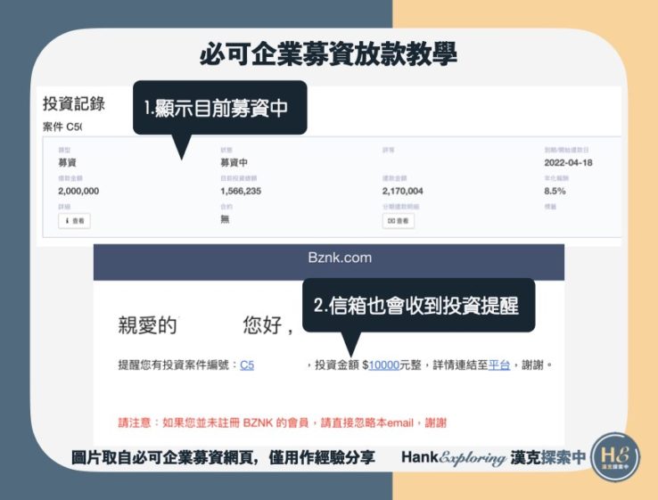 【必可企業募資手動放款】step3：查詢投資進度