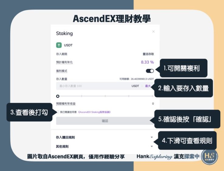 【AscendEX理財】step2：投入資金並確認規則