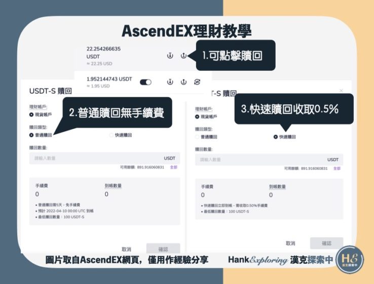 【AscendEX理財】step4：贖回理財商品