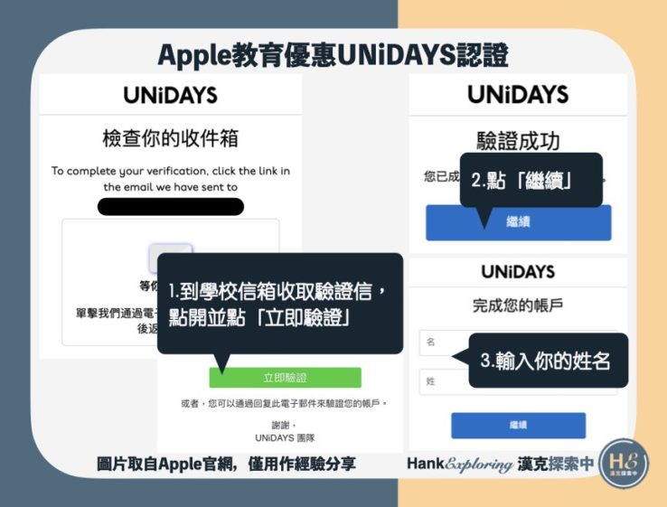 【Apple教育優惠價】UNiDAYS驗證第二步：至信箱驗證