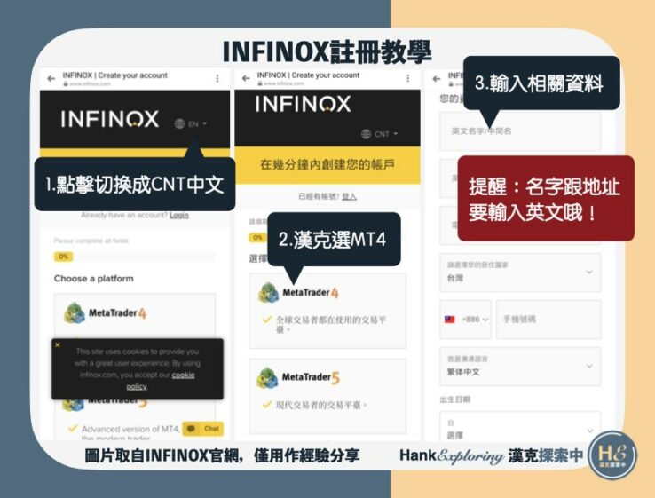 【INFINOX英諾註冊教學】step2：輸入相關資料