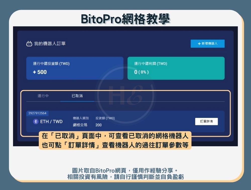 【幣託網格教學】步驟六：查看關閉網格機器人詳情