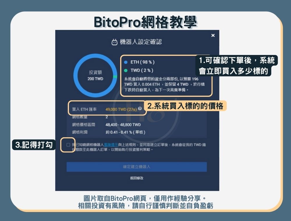 【幣託網格教學】步驟四：確認網格訂單詳情