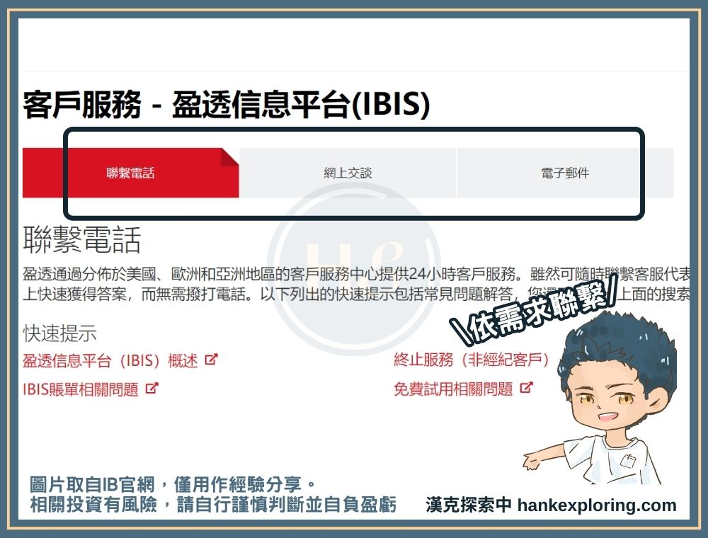 【IB開戶圖解教學】聯繫客服的三種管道