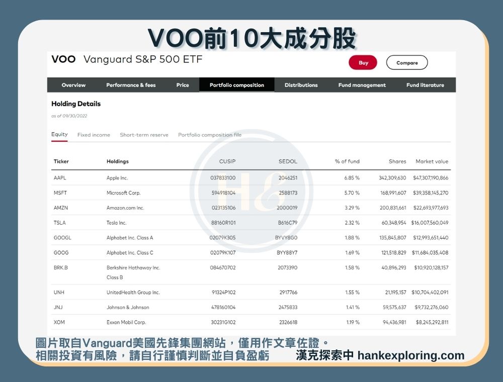 【VOO是什麼】前10大成分股
