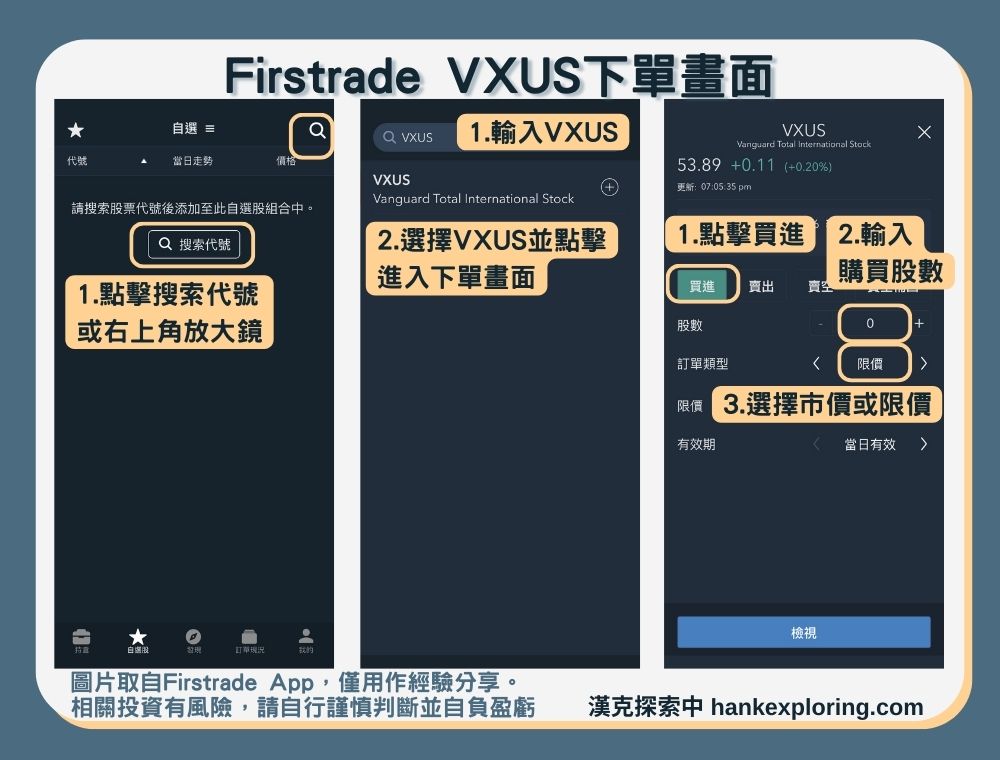 【VXUS是什麼】Firstrade 下單畫面
