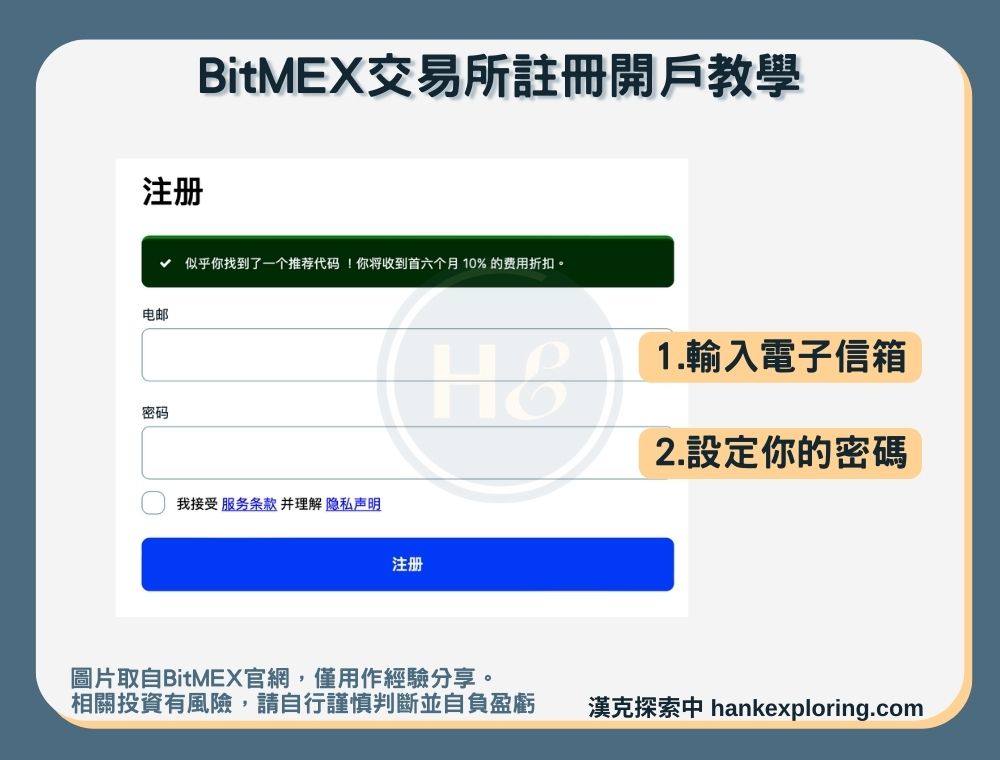 【BitMEX交易所註冊開戶教學】帳號密碼填寫
