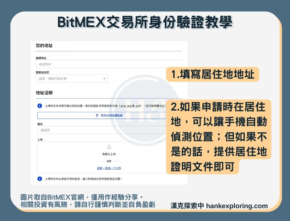 【BitMEX交易所身份驗證教學】步驟四：地址驗證