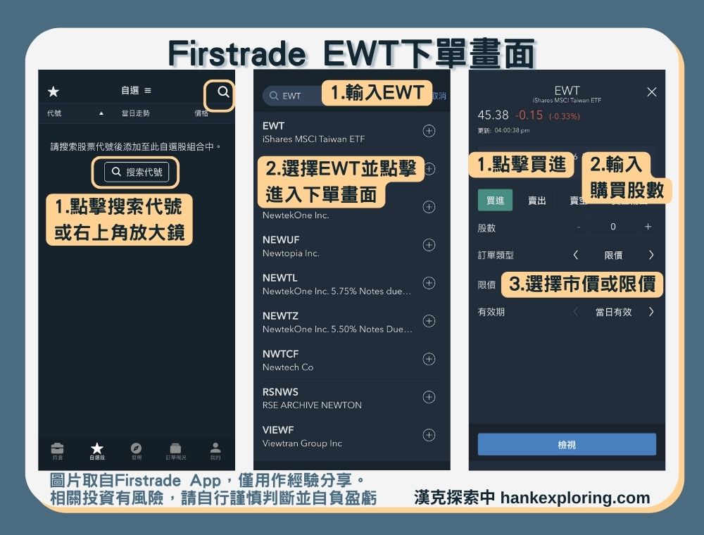 【EWT是什麼】Firstrade 下單畫面