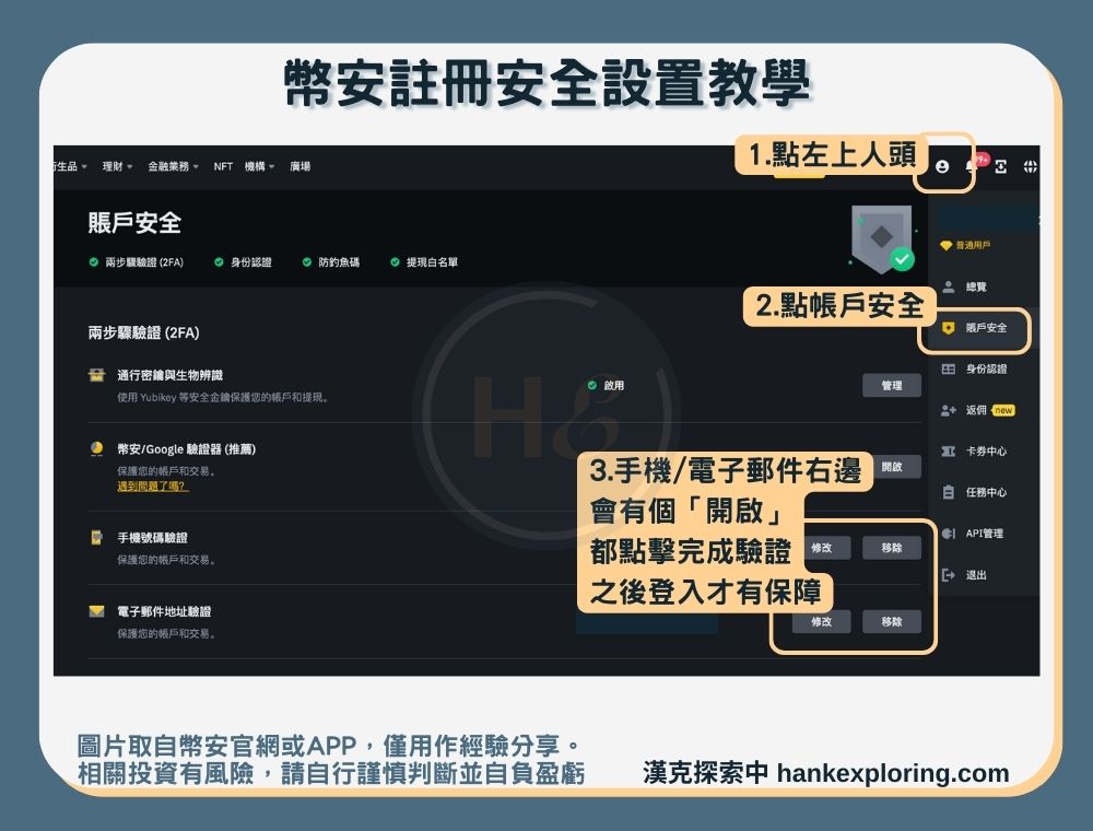 幣安註冊安全設置教學：2FA驗證