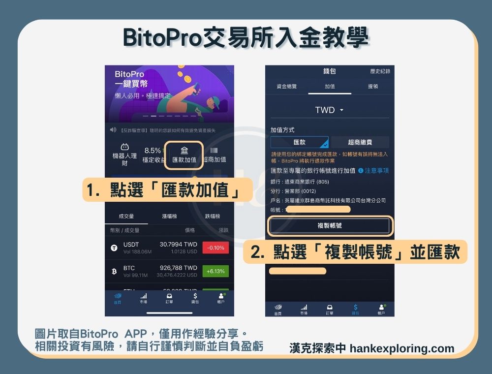 【BitoPro入金教學】入金方法二：台幣入金（銀行轉帳）