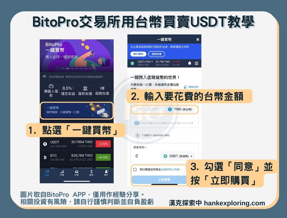 【BitoPro用台幣買賣USDT教學】方式一：一鍵買幣