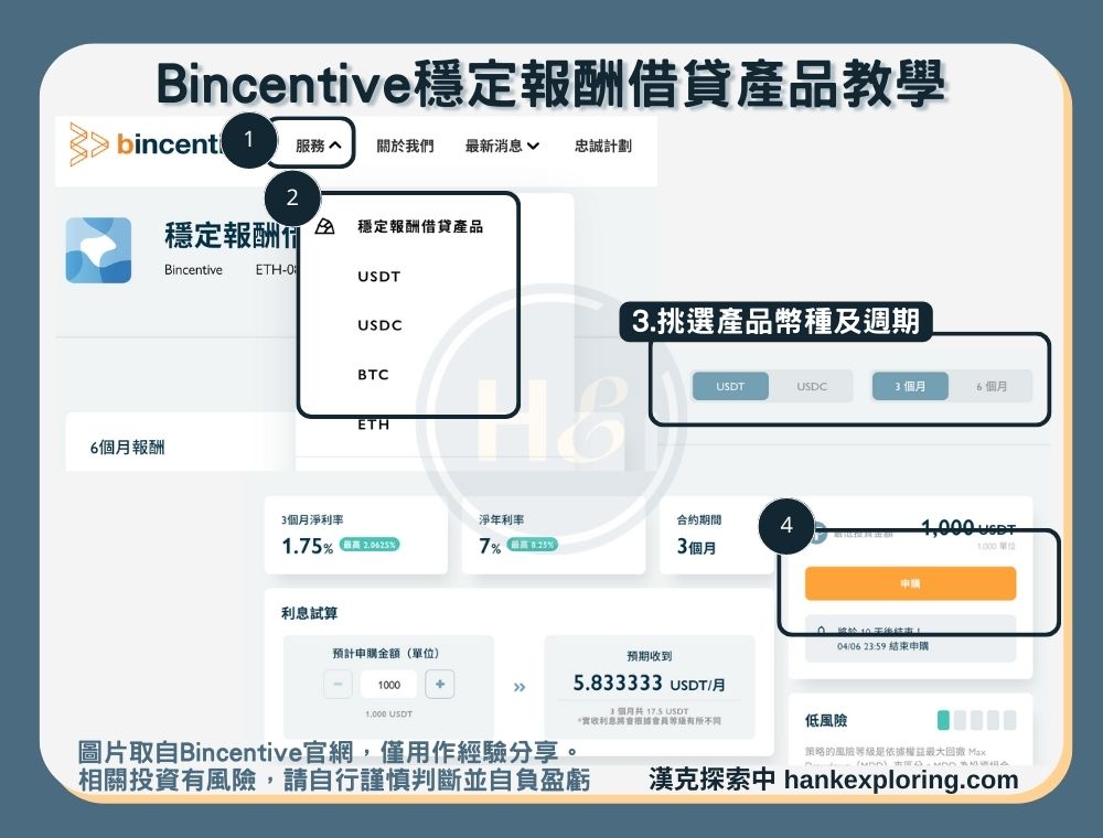 Bincentive.穩定報酬借貸產品教學：進入方案頁面