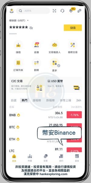 幣安交易所APP介面