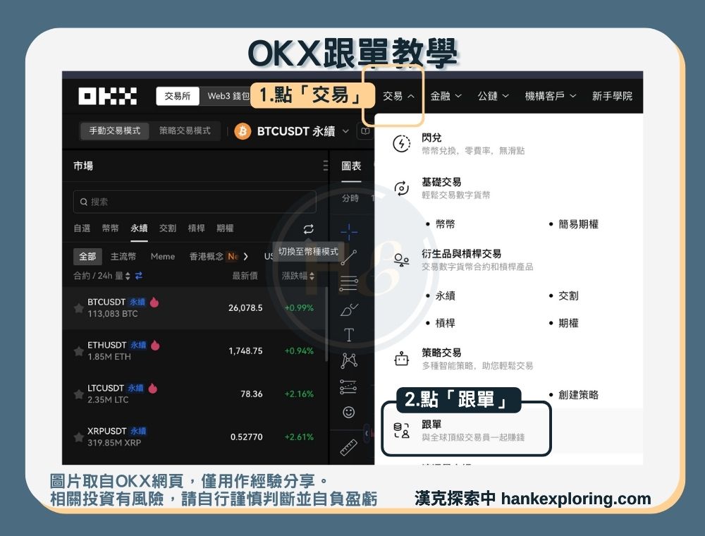 OKX跟單教學：進入跟單介面