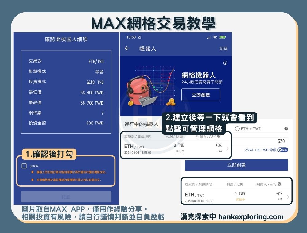 MAX網格交易教學步驟三：網格建立確認