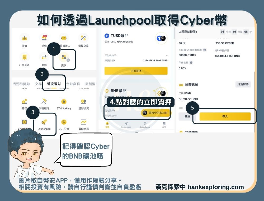 如何透過幣安Launchpool獲得Cyber幣步驟三：申購