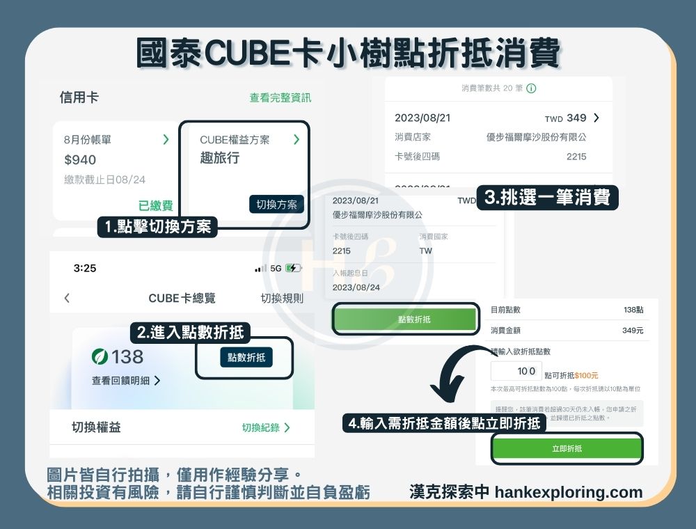 國泰CUBE卡小樹點折抵消費教學