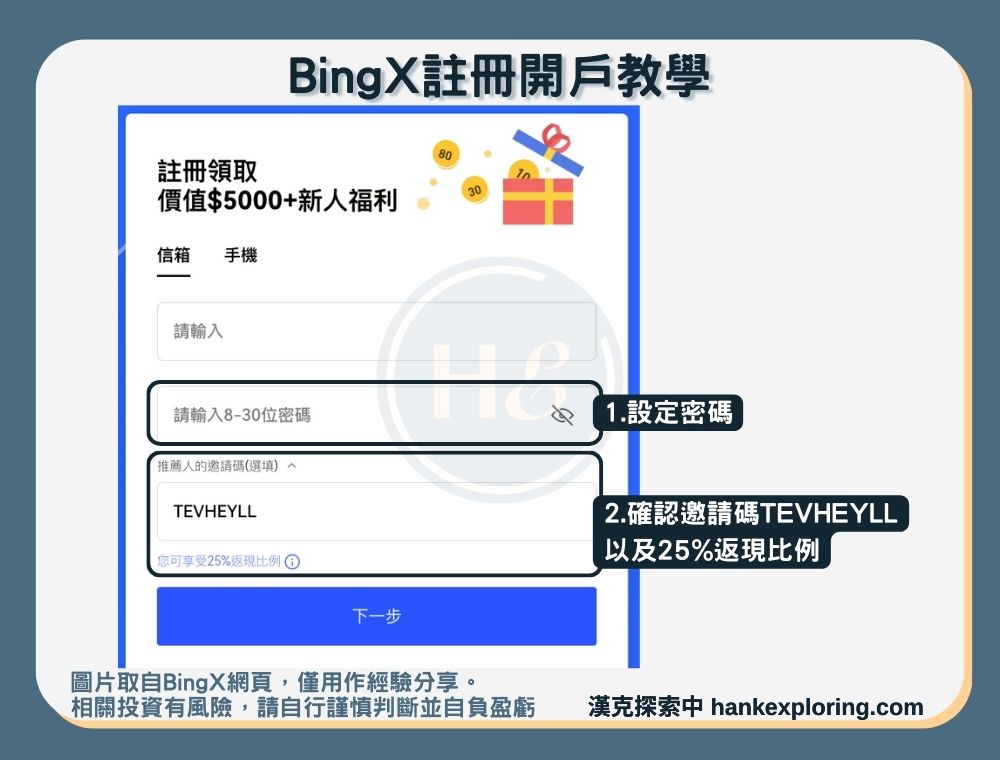 step2：設定密碼及確認邀請碼