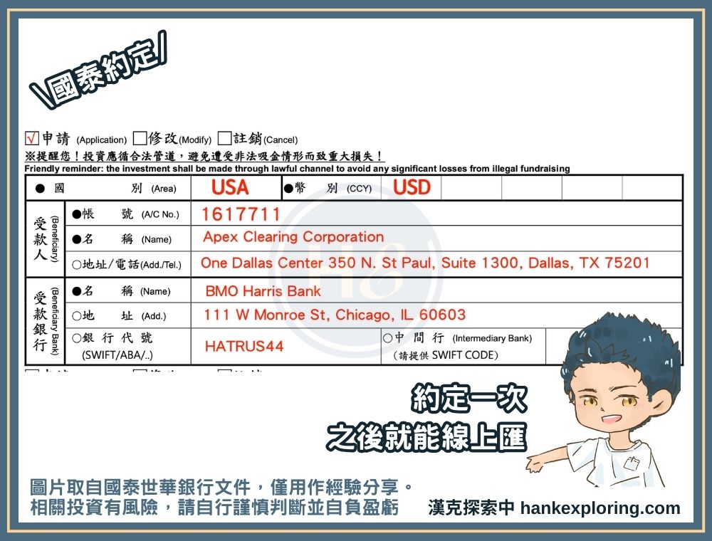 國泰世華銀行約定 Firstrade 帳戶範例