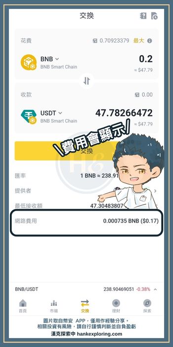 幣安 web3 錢包手續費展示