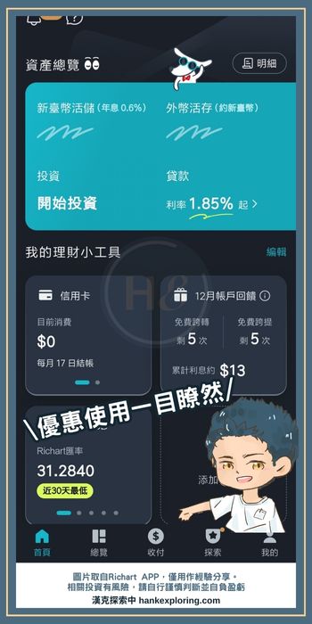 數位帳戶 Richart APP 優點展示