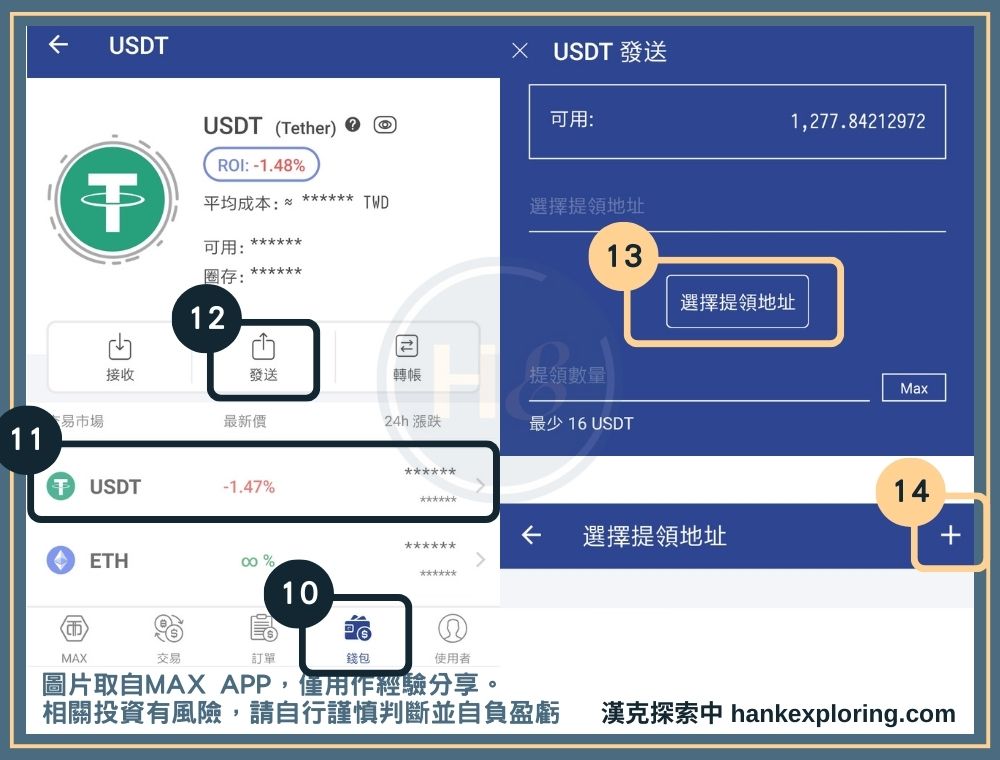 加密貨幣投資：進入USDT提領頁面