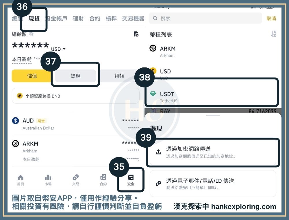 加密貨幣投資：進入幣安提領頁面