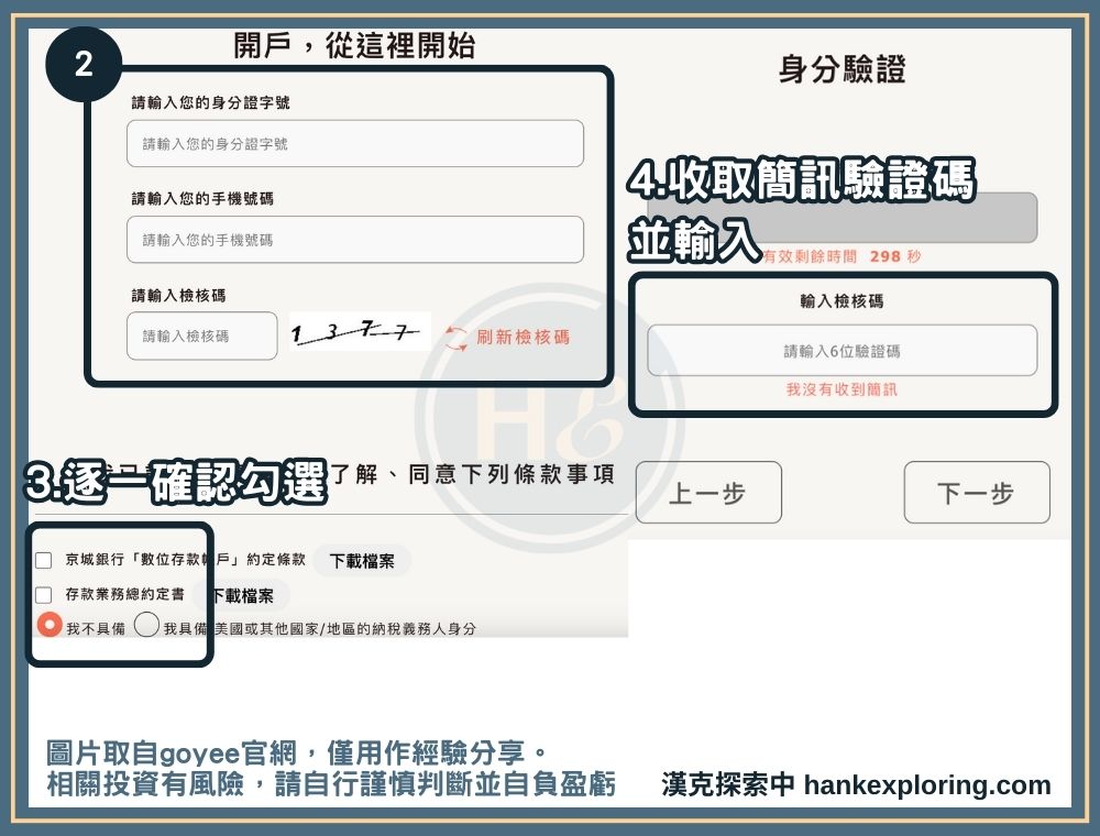 goyee 開戶步驟二：完成手機驗證
