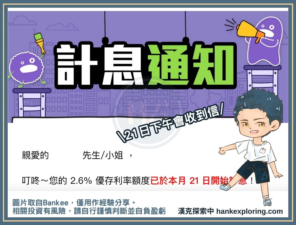 Bankee 寄來的 2.6%生效信件