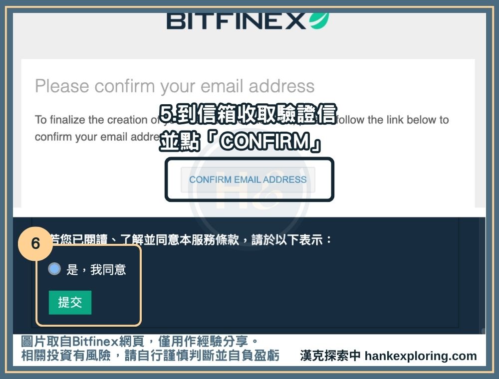 Bitfinex 註冊後到信箱收取驗證信