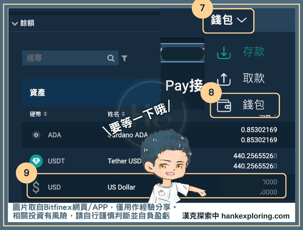 Bitfinex 美金入金買比特幣步驟三：等待美金入賬