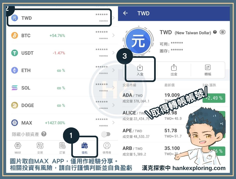 MAX 交易所台幣入金教學：取得銀行帳號