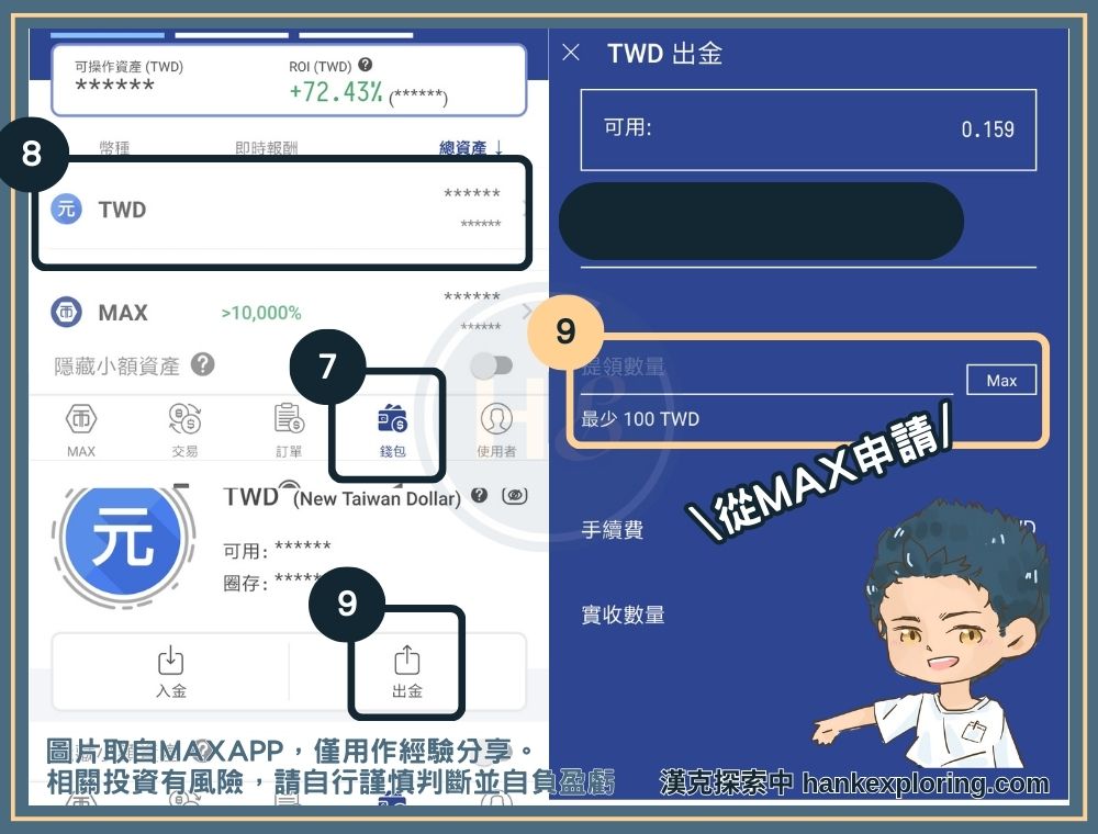MAX出金加密貨幣步驟二：申請台幣出金