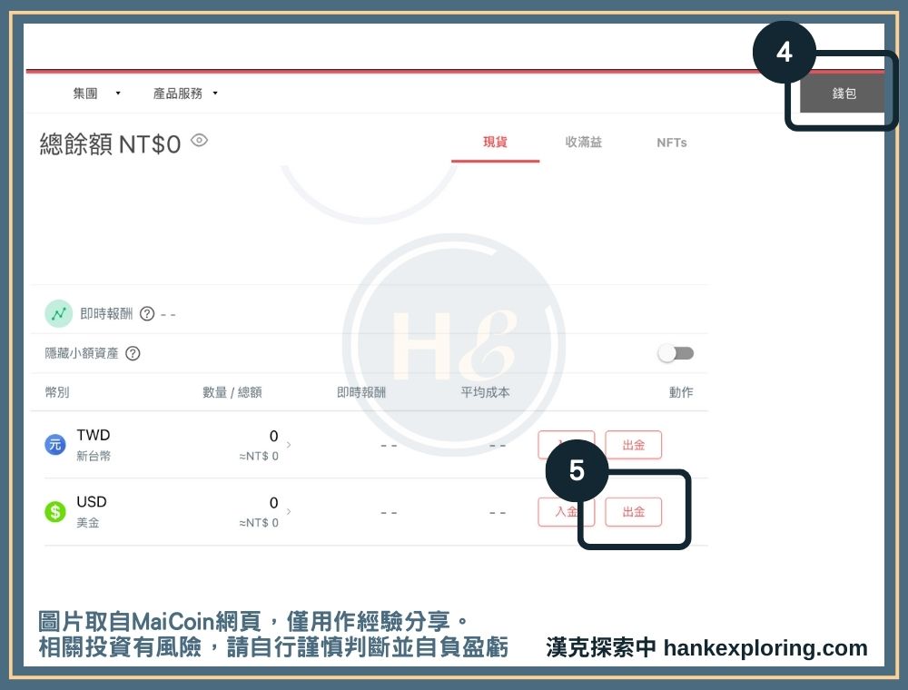 MaiCoin出金加密貨幣步驟二：申請提領到聯邦外幣帳戶