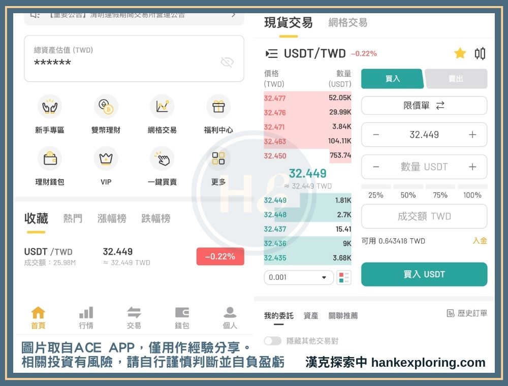 台灣交易所 ACE APP 介面展示