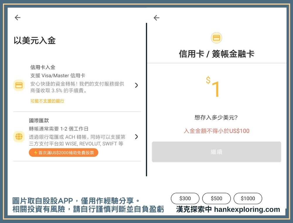 可透過信用卡入金股股